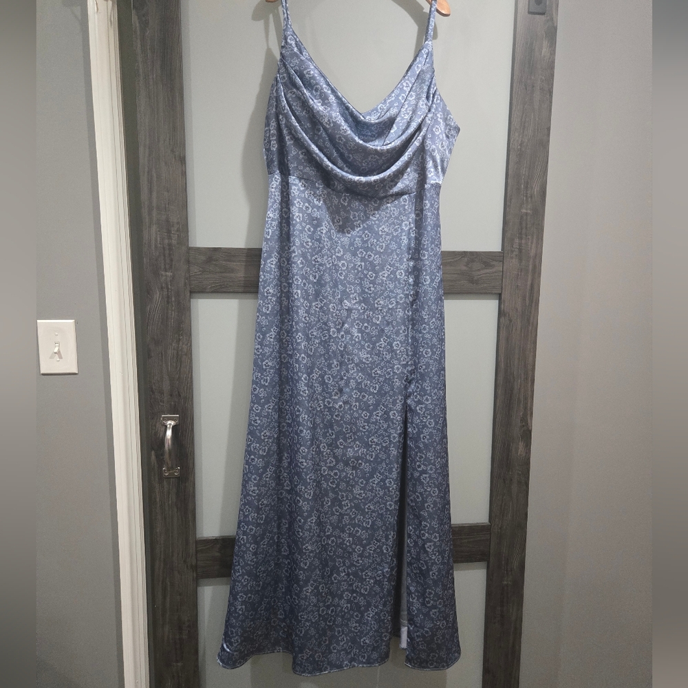 Revelry Ember Chiffon Floral Print Dress Size 24 Dusty Blue Posey Floral